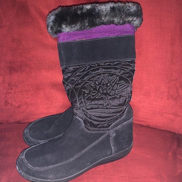 Timberland Shoes - Timberland Hollyberry TL Pull-On Women's Boots Fashion Suede Black/purple